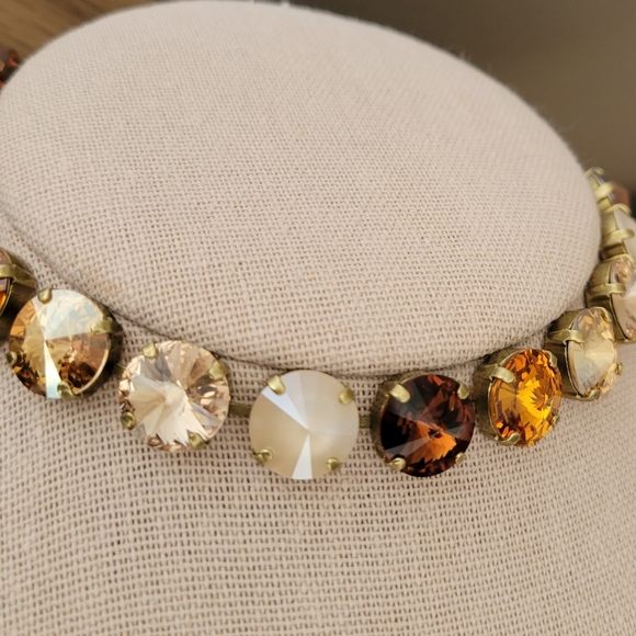 Austrian Crystal Earrings in Antique Brass - Picture 3 of 8